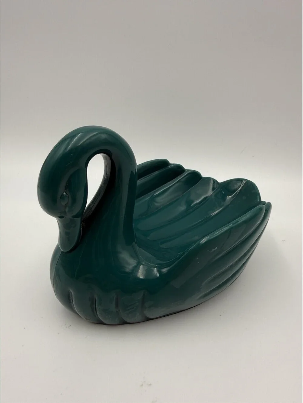 Vintage Springs Swan Soap Dish Dark Green Ceramic Trinket Bowl Bathroom Vanity